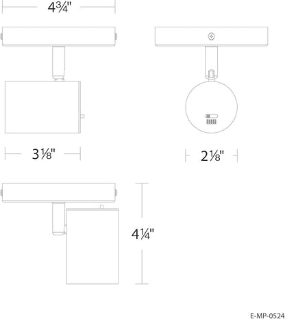 Amped Collection LED 10W 808 Lumens Adjustable Monopoint 5-CCT Selectable with Canopy for Junction Box in White