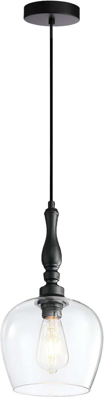 Modern Pendant Light Kitchen Island, Boho Chandelier, 7.87" Bell Shape Hanging Lamp Ceiling Lighting Fixture with Glass Lampshade (Clear)