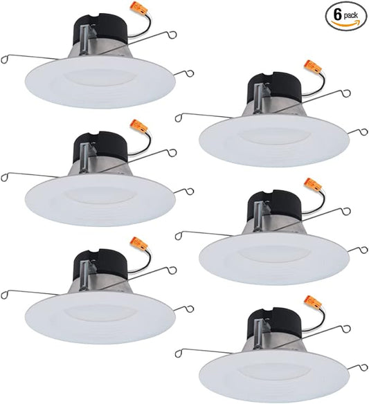 HALO LT 5 in / 6 in 6-Pack Indoor/Outdoor Recessed LED Retrofit Trim Can Lights 3CCT Selectable 3000K/4000K/5000K 600 Lumens Dimmable ENERGY STAR Certified