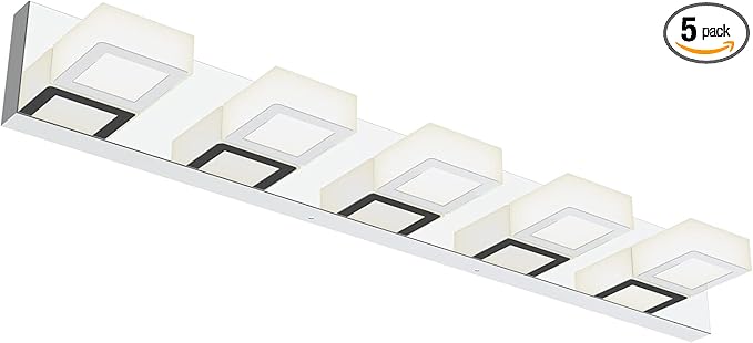 Ralbay Chrome Vanity Lights for Bathroom Acrylic Rotable 360° LED Modern Bathroom Lighting Fixtures Over Mirror (4500K Natural White Light)