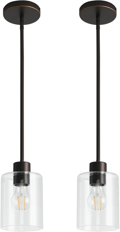 Brown and Gold Pendant Lights Kitchen Island - Clear Glass Pendant Light Fixture Multiple Stems Rods 3 Units 12 Inch 3 Units 4 Inch (2 Pack Brown and Gold Downrod)
