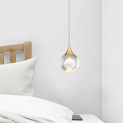 JoollySun Modern Crystal Pendant Light: Mini Gold Hanging Light Fixture for Kitchen Island Bathroom