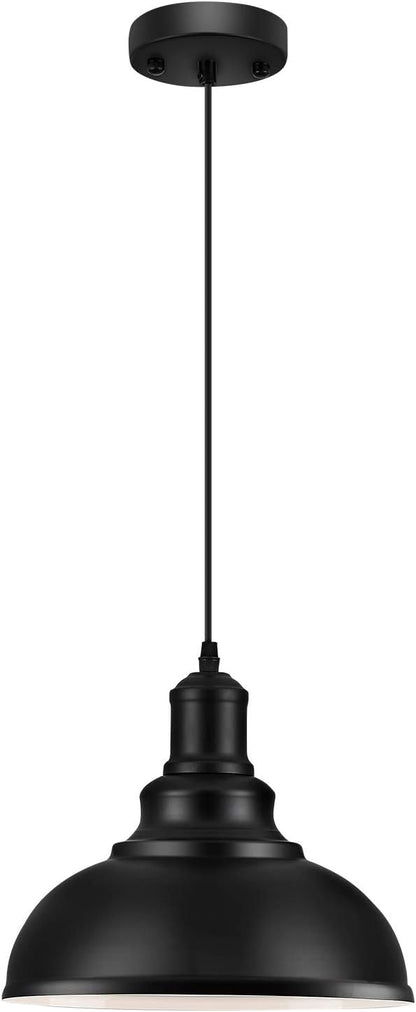 LOEHINLE Pendant Lighting Vintage Industrial Fixtures, Black Metal Farmhouse Lights, Ceiling Lamp for Kitchen Home Island Dining Room Bedroom, 11.4 inches