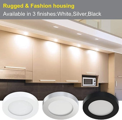 VST Under Cabinet Lighting Plug in with Wired Touch Dimmer Switch,Recessed or Surface Mount Design,Natural White 4000K 12V 2W(12W Total, 6 Pack White Puck Lights Fixtures