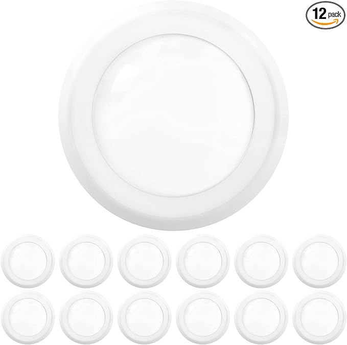 Sunco 12 Pack 5/6 Inch LED Disk Lights, Disc Lights Ceiling, LED Flush Mount Recessed Can Lighting, 1050 LM, 3000K Warm White, Dimmable, 15W=75W, Damp Rated ETL.