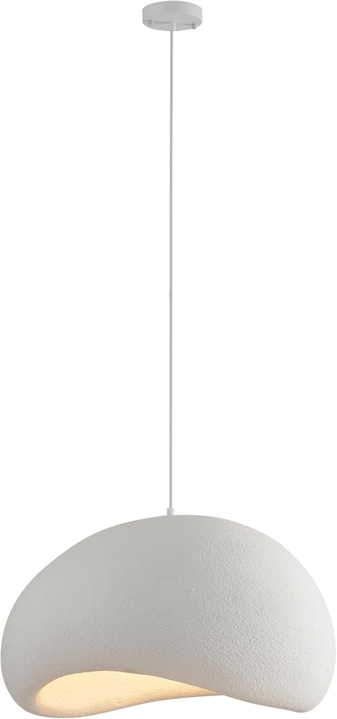 Wabi Sabi Pendant Light Oval, 23.6in Japanese Ceiling Fixture for Dining Room Kitchen Island Hallway Bedroom Restaurant, Adjustable Modern Japandi Hanging Lamp, E26 Base (60cm/23.6in)