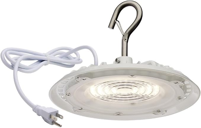 Satco 65/975 Hi-Pro 8-Inch Round LED Shop Light, UFO Utility Light, 80 Watts, White