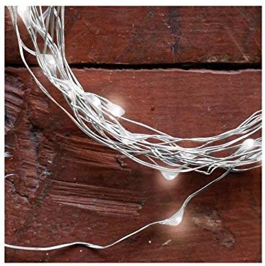 Kikkerland LED 6 ft Hanging Silver Fairy String Lights, Battery Operated, Decorative Lights, Bedroom Living Room, Inside Outside Decor, Home Decor, Party Lights