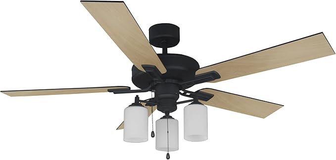 Design House 157362 Aubrey 52-Inch Traditional Indoor Tri-Mount Ceiling Fan with Light Kit, Reversible Blades, Satin Nickel