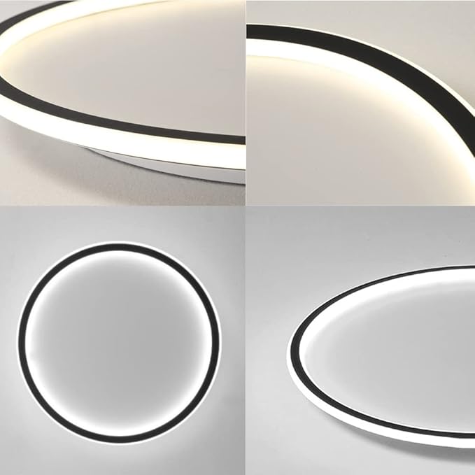 Dimmable LED Ceiling Light Fixture Flush Mount,20 inch Modern Round Recessed Ceiling Lamp with APP Adjustment,Black 55W Close to Ceiling Lighting Living Room Bedroom,3000K-6000K