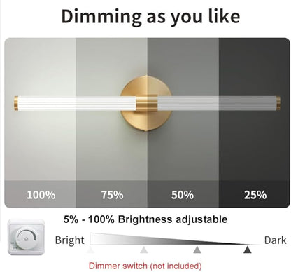 Gold Wall Sconces Set of Two Hardwired, Dimmable 5CCT LED Bathroom Light Fixtures Over Mirror, 360° Full Lighting 23 inch Vanity Light Bar Modern Wall Sconce for Bathroom Bedroom Living Room