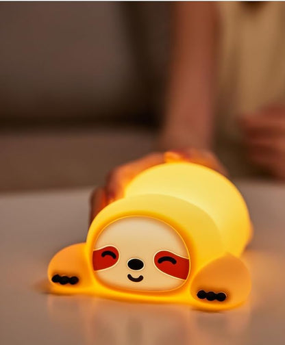 Cute Sloth Night Light, Animal Lamp, Food Grade Silicone, Rechargeable, 3 Level Dimmable, Squishy Nursery Nightlight for Desk Decor, Funny Gifts Stuff for Boys Girls Baby, White Elephant Gifts