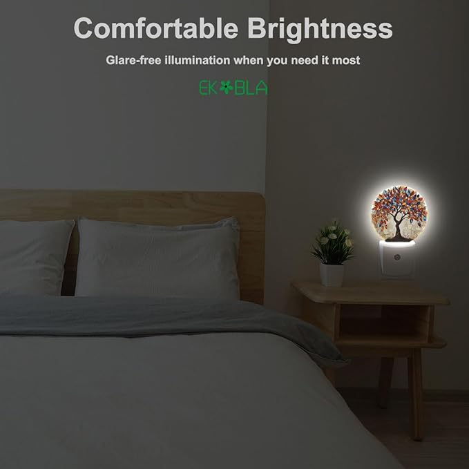 EKOBLA Colorful Seasons Tree Plug-in Night Light, Multi-Color Leaves LED Nightlight with Dusk to Dawn Auto Sensor for Home Indoor Decor