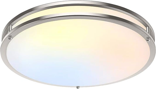 TOBUSA 18inch LED Flush Mount Ceiling Light, 50W 5600lm Bright Dimmable LED Ceiling Light Fixture, 2700K-6500K Adjusted, Modern Kitchen Light Fixture Ceiling for Living Room Bedroom, Brushed Nickle