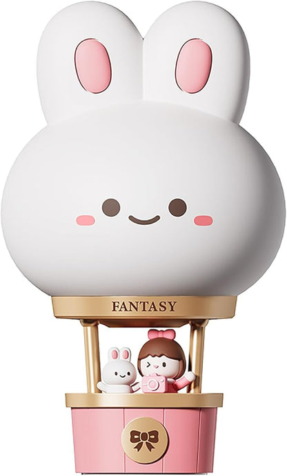 Hot Air Balloon Rechargeable Night Light, Safe Soft Silicone Material, 3 Brightness Levels, Tap Control, Warm Light, Toddler Sleeping Lamp, Bedroom Night Lamp, Gift for Baby and Kid (Bunny)