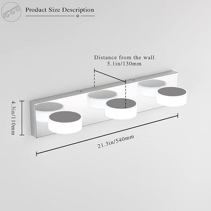 3 Light Bathroom Vanity Light, Modern Chrome Bathroom Light Fixtures Over Mirror, Bath Lamps Wall Scone 18W LED Vanity Lights with 360°Rotating Lamp Head