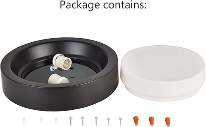 Black Flush Mount Ceiling Light,13 Inch Matte Black Ceiling Lighting Fixture,2-Light Modern Round Metal Lamp with White Frosted Glass Shade for Hallway Bedroom Closet Outdoor