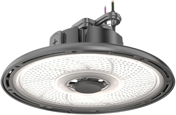 Lithonia Lighting REBL Round High Bay LED Light, 12,000/15,000/18,000 Adjustable Lumen Output, 3500K/4000K/5000K Switchable White Color Temperature, Work Light, UVOLT 120-347V, 12.2" x 7.5", Bronze