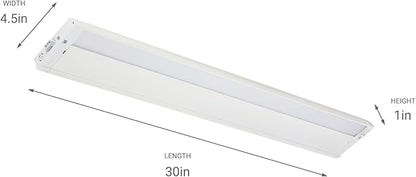 Kichler 4U Series 30" 120V LED Under Cabinet Light in White, 3000K, (30" L x 4.5" W x 1" H), 4U30K30WHT