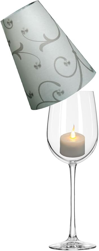 Royal Designs Vellum Tea Light Paper Wine Glass Lampshade, Gray Flower, Set of 20 (TLS-1016-20)