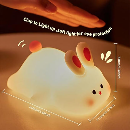 IFTHFOUR Bunny Night Light - 16 Color Kawaii Silicone Lamp, Rechargeable Dimmable Nursery Light, Soft Touch Rabbit Nightlight for Toddler Room, Baby Bedside Lamp for Girls and Boys