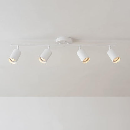 Globe Electric 57011 4-Light Track Lighting, Matte White Finish, Adjustable Cylindrical Heads, GU10 Base, Dimmable, Modern Low-Profile Design