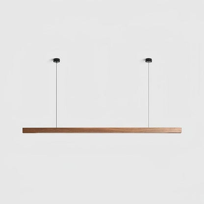 Modern LED Chandelier Walnut Color Dining Room Kitchen Island Long Hanging Lights Restaurant Office Coffee Home Lighting Ash Wood Remote Control Dimmable (2 Round Bases, 100cm(39.3in))