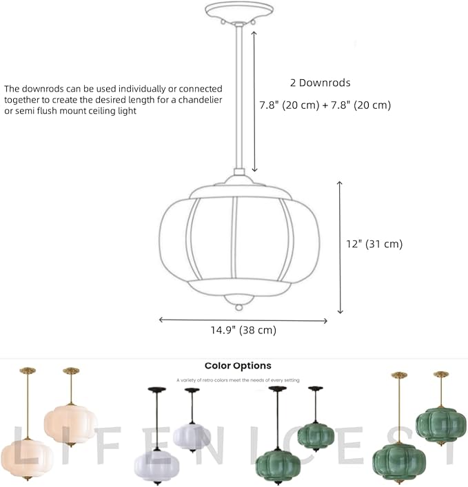 Opal Glass Pendant Light Vintage Schoolhouse Lighting Easy Change Bulb White Milk Glass Chandelier Traditional Gold Semi Flush Mount Ceiling Light for Bedroom Kitchen Dining Room