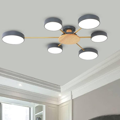 6-Lights LED Ceiling Lighting 41 Inch Modern Ceiling Lights Flush Mount Recessed Lighting Ceiling Light 48W Dimmable Living Room Bedroom Kitchen, 3000K-6000K Grey