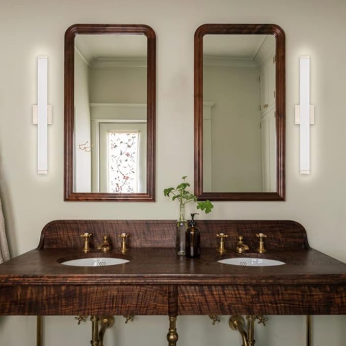 Bathroom Vanity Light Brushed Nickel Square LED 24 inch 14W 4000K Natural White Light Wall Bar Lighting Fixtures Over Mirror (Brushed Nickel, 33.5 inch)