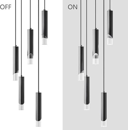 Modern Pendant Light Kitchen Light Fixture Dimmable LED Black Mini Pendant Lights Dinning Room Black Pendant Lighing for Kitchen Island Bedroom (5-Light)