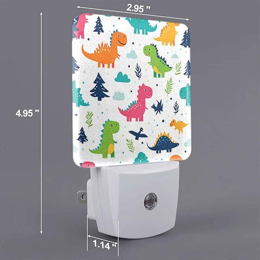Dinosaur Cartoon Night Light Cute and Fun Plug into Wall with Dusk to Dawn Light Sensors 0.5W Warm Nightlights for Bedroom Bathroom Hallway