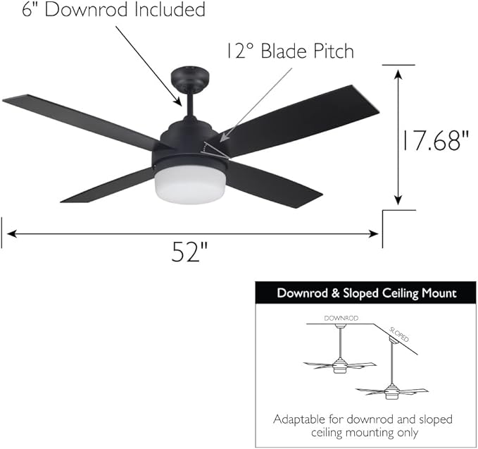 Design House 157354 Cali 52-inch Contemporary Indoor Ceiling Fan with LED Light Kit with 4-Blades, Reverse Airflow, Wall Control, Brushed Nickel
