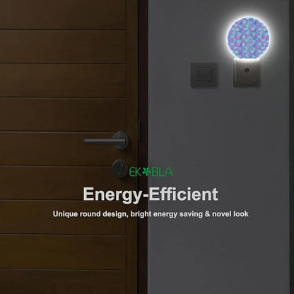 EKOBLA Mermaid Scales Plug-in Night Light, Teal & Purple Ocean LED Nightlight with Auto Sensor for Home