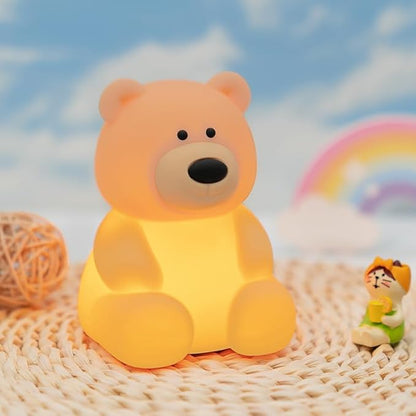QANYI Teddy Bear Night Light – Soft Squishy Silicone Touch Lamp, USB Rechargeable & Dimmable, Cute Bedroom Decor for Kids Nursery, Birthday Christmas Gift for Toddlers, Girls & Boys