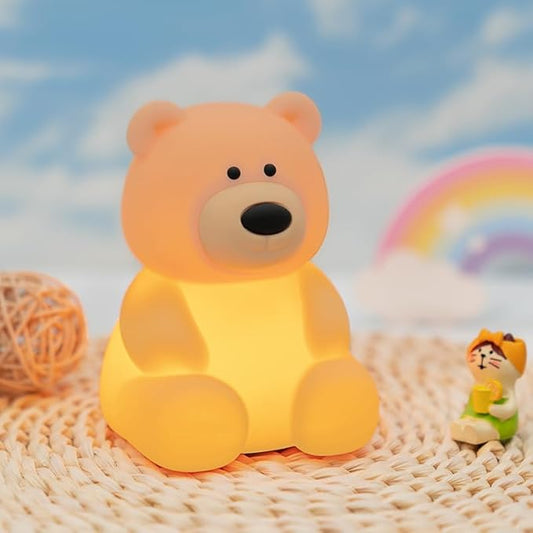 QANYI Teddy Bear Night Light – Soft Squishy Silicone Touch Lamp, USB Rechargeable & Dimmable, Cute Bedroom Decor for Kids Nursery, Birthday Christmas Gift for Toddlers, Girls & Boys