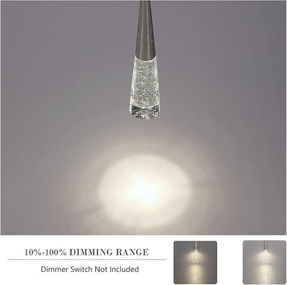 JoollySun Modern Crystal Pendant Light: Brushed Nickel Mini Hanging Light for Kitchen Island Bathroom