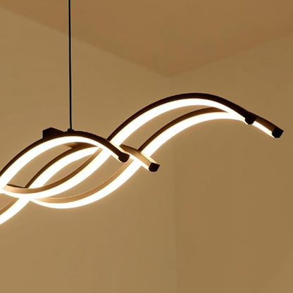 ORANOOR Modern LED Pendant Lights, Dimmable 39in Linear Wave LED Chandelier Lighting, Black Dining Room Hanging Light Fixtures Kitchen Island Linear Pendant Light for Dining Table (4200lm,Upgraded)