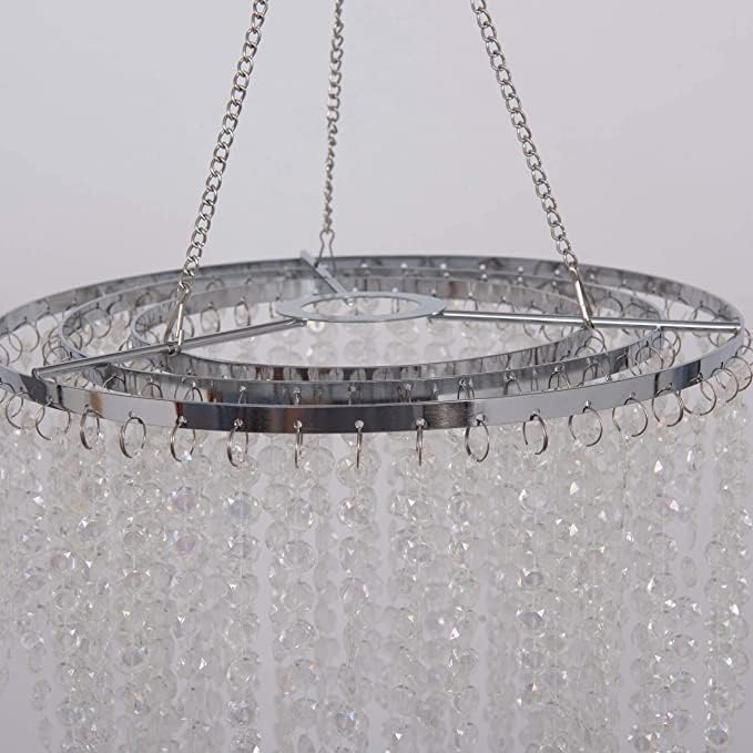 Plug in Classic Acrylic Chandelier(W10.25 x H20),Ceiling Light Beaded Pendant with Crystal Beads with ON/Off Switch and 16.4ft Clear Hanging Cord (H20 with PlugIn)