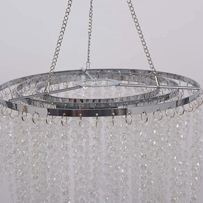 Plug in Classic Acrylic Chandelier(W10.25 x H20),Ceiling Light Beaded Pendant with Crystal Beads with ON/Off Switch and 16.4ft Clear Hanging Cord (H20 with PlugIn)