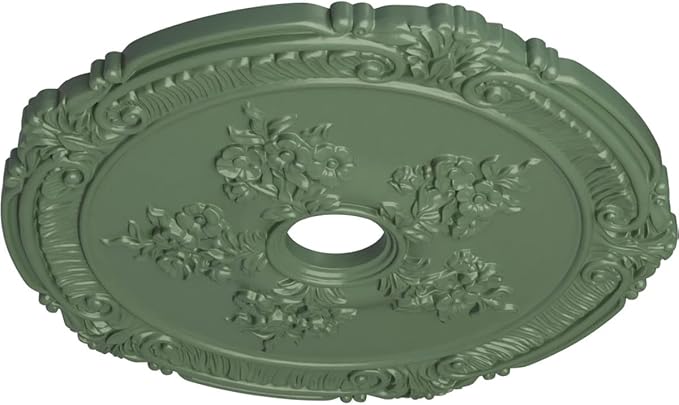 26"OD x 3 3/4"ID x 1 1/2"P Attica with Rose Ceiling Medallion (Fits Canopies up to 4 1/2"), Hand-Painted Athenian Green