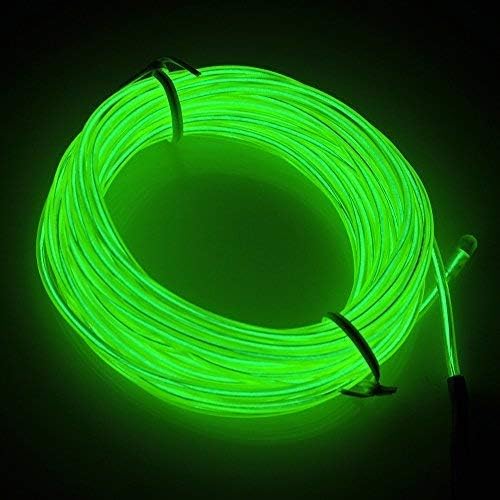 lychee 15ft El Wire,Neon Glowing Strobing Electroluminescent Light El Wire/Battery Pack for Parties, Halloween Decoration (Green)