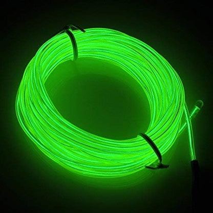 lychee 15ft El Wire,Neon Glowing Strobing Electroluminescent Light El Wire/Battery Pack for Parties, Halloween Decoration (Green)