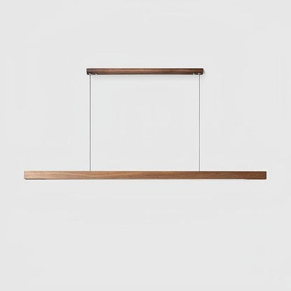 Modern LED Chandelier Walnut Color Dining Room Kitchen Island Long Hanging Lights Restaurant Office Coffee Home Lighting Ash Wood Remote Control Dimmable (1 Rectangle Base, 100cm(39.3in))