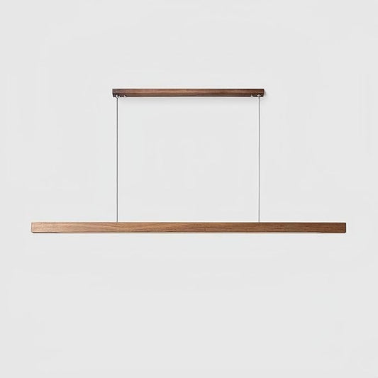 Modern LED Chandelier Walnut Color Dining Room Kitchen Island Long Hanging Lights Restaurant Office Coffee Home Lighting Ash Wood Remote Control Dimmable (1 Rectangle Base, 100cm(39.3in))