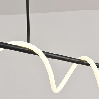 Modern LED Linear Pendant Light, DIY 59 inch Black Chandelier, with Remote Height Adjustable Ceiling Hanging Dining Room Light Fixture, Kitchen Island Lighting, Restaurant Long Hose Lamp