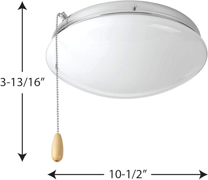 Progress Lighting 2-Light Ceiling Fan Light Kit for AirPro Collection Ceiling Fans, Modern Tranisitonal Style with Wide Low Profile Opal Glass Diffuser, Includes 2 LED Light Bulbs, Polished Chrome