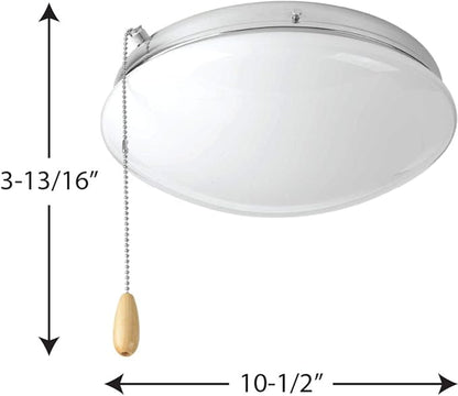 Progress Lighting 2-Light Ceiling Fan Light Kit for AirPro Collection Ceiling Fans, Modern Tranisitonal Style with Wide Low Profile Opal Glass Diffuser, Includes 2 LED Light Bulbs, Polished Chrome