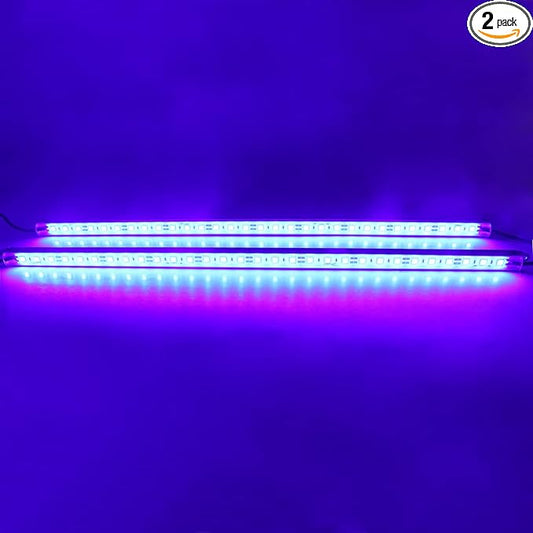 LEDENET 440nm Blue Waterproof LED Grow Light Strips, 12V DC Aquarium LED Strip Aluminum Lighting, 2 pc 20" Blue Boat Rigid LED Lights Strips, Marine LED Lights Bar