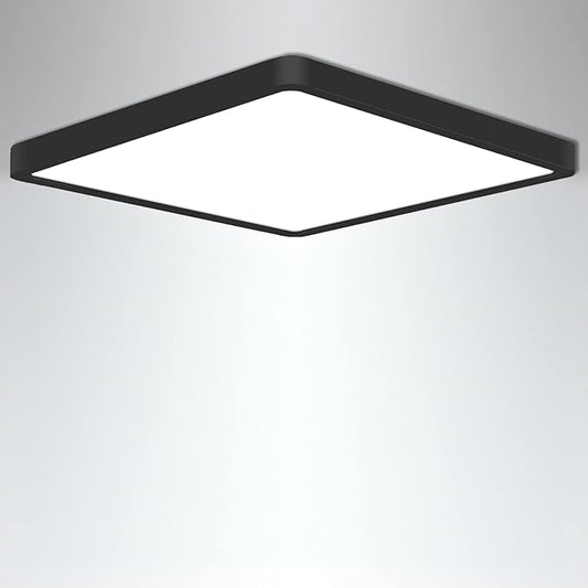 Flush Mount Ceiling Light, 3000K/4500K/6500K switchable Ceiling Light, 12 Inch Flush Mount Light, 36W Square Ceiling Mount Light Fixture for Kitchen, Bedroom, Living Room, Dining Room (Black)